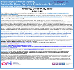 Buprenorphine Waiver Eligibility Training for Clinical Providers: Department of Corrections and Community Supervision (DOCCS)